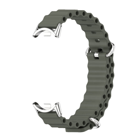 For Xiaomi Smart Band 10 / 9 / 8 Mijobs Marine Silicone Breathable Watch Band(Khaki Green Silver) - Watch Bands by MIJOBS | Online Shopping UK | buy2fix