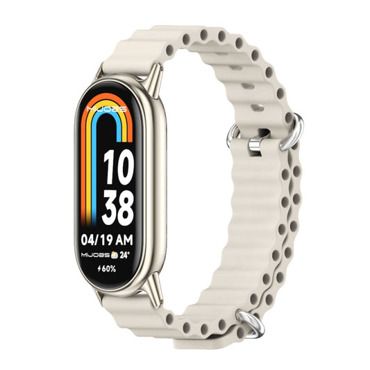 For Xiaomi Smart Band 10 / 9 / 8 Mijobs Marine Silicone Breathable Watch Band(Grey Light Gold) - Watch Bands by MIJOBS | Online Shopping UK | buy2fix
