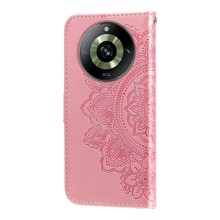 For Realme 11 Pro / 11 Pro+ Seven-petal Flowers Embossing Leather Phone Case(Rose Gold) - Realme Cases by buy2fix | Online Shopping UK | buy2fix