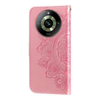For Realme 11 Pro / 11 Pro+ Seven-petal Flowers Embossing Leather Phone Case(Rose Gold) - Realme Cases by buy2fix | Online Shopping UK | buy2fix