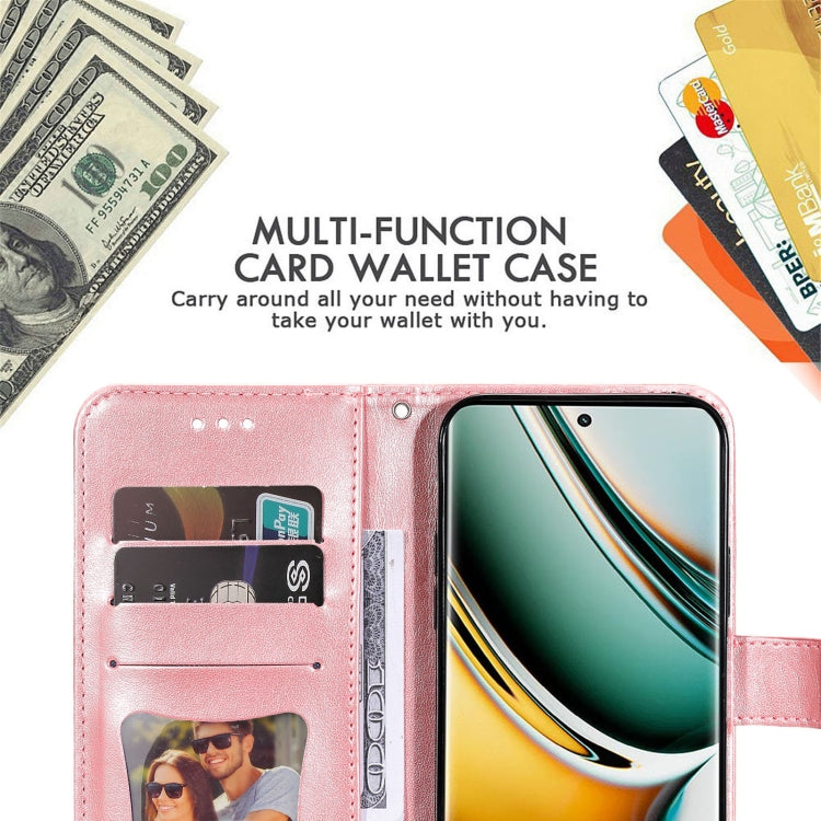For Realme 11 Pro / 11 Pro+ Seven-petal Flowers Embossing Leather Phone Case(Rose Gold) - Realme Cases by buy2fix | Online Shopping UK | buy2fix