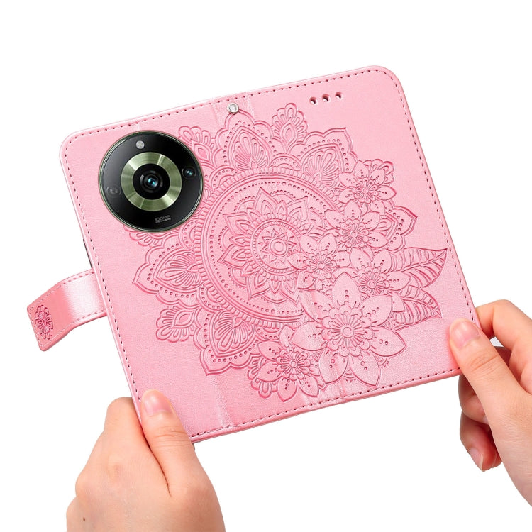 For Realme 11 Pro / 11 Pro+ Seven-petal Flowers Embossing Leather Phone Case(Rose Gold) - Realme Cases by buy2fix | Online Shopping UK | buy2fix