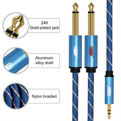 EMK 3.5mm Jack Male to 2 x 6.35mm Jack Male Gold Plated Connector Nylon Braid AUX Cable for Computer / X-BOX / PS3 / CD / DVD, Cable Length:1.5m(Dark Blue) by buy2fix