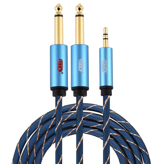 EMK 3.5mm Jack Male to 2 x 6.35mm Jack Male Gold Plated Connector Nylon Braid AUX Cable for Computer / X-BOX / PS3 / CD / DVD, Cable Length:2m(Dark Blue) by buy2fix