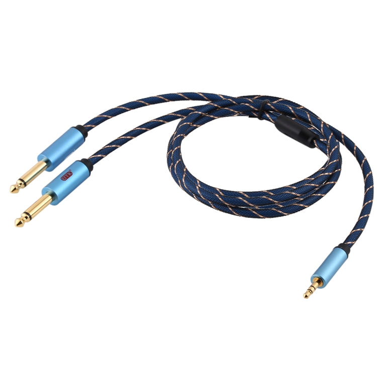 EMK 3.5mm Jack Male to 2 x 6.35mm Jack Male Gold Plated Connector Nylon Braid AUX Cable for Computer / X-BOX / PS3 / CD / DVD, Cable Length:2m(Dark Blue) by buy2fix