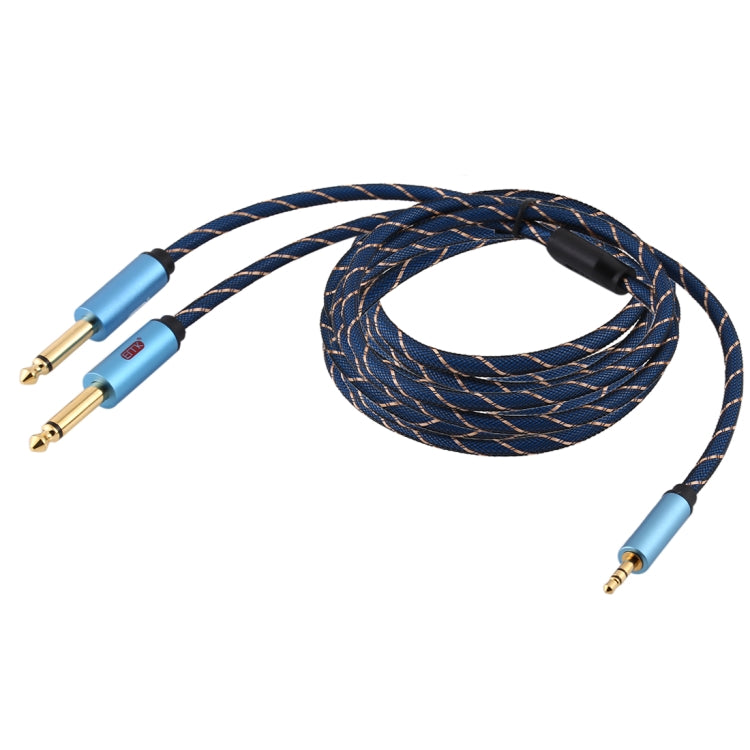 EMK 3.5mm Jack Male to 2 x 6.35mm Jack Male Gold Plated Connector Nylon Braid AUX Cable for Computer / X-BOX / PS3 / CD / DVD, Cable Length:5m(Dark Blue) by buy2fix