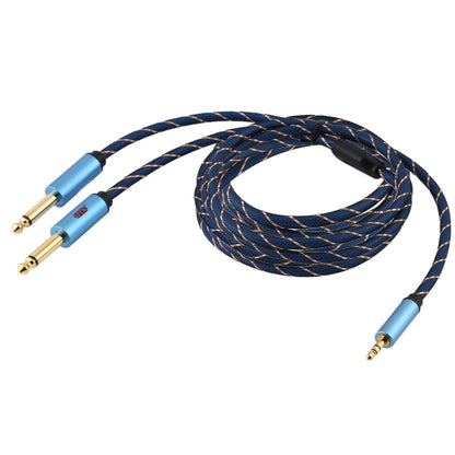 EMK 3.5mm Jack Male to 2 x 6.35mm Jack Male Gold Plated Connector Nylon Braid AUX Cable for Computer / X-BOX / PS3 / CD / DVD, Cable Length:5m(Dark Blue) by buy2fix