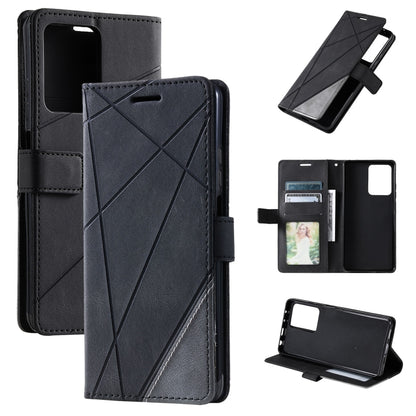 For Redmi Note 12 5G Skin Feel Splicing Leather Phone Case(Black) by buy2fix