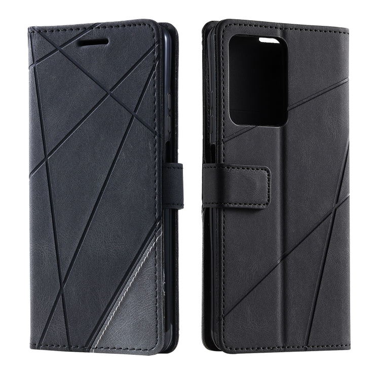 For Redmi Note 12 5G Skin Feel Splicing Leather Phone Case(Black) by buy2fix