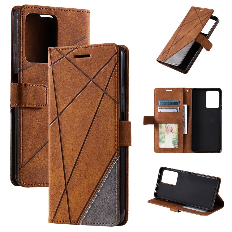 For Redmi Note 12 Pro 5G Global Skin Feel Splicing Leather Phone Case(Brown) by buy2fix