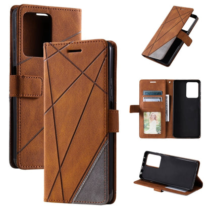 For Redmi Note 12 Pro 5G Global Skin Feel Splicing Leather Phone Case(Brown) by buy2fix