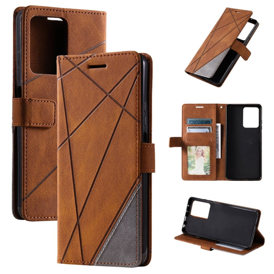 For Redmi Note 12 Pro 5G Global Skin Feel Splicing Leather Phone Case(Brown) by buy2fix
