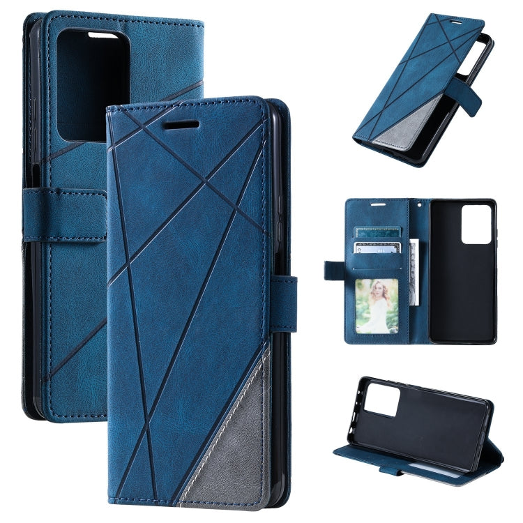 For Redmi Note 12 Pro+ Skin Feel Splicing Leather Phone Case(Blue) by buy2fix