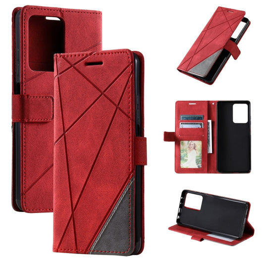 For Redmi Note 12 Pro Speed Skin Feel Splicing Leather Phone Case(Red) - Xiaomi Cases by buy2fix | Online Shopping UK | buy2fix