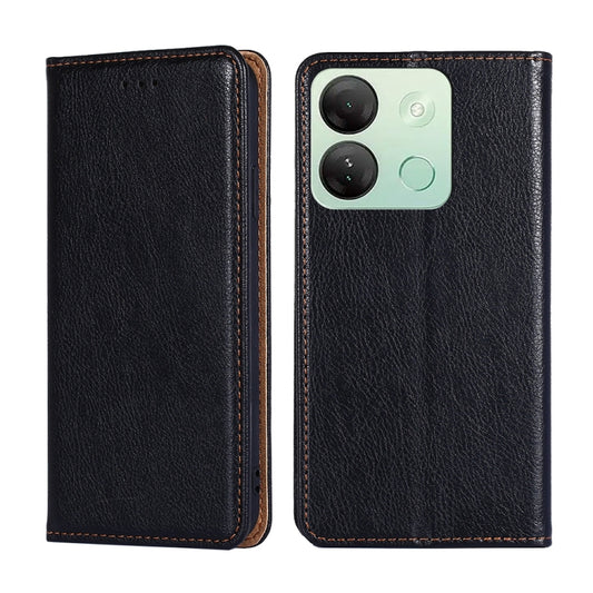 For Infinix Smart 7 HD Gloss Oil Solid Color Magnetic Leather Phone Case(Black) - Infinix Cases by buy2fix | Online Shopping UK | buy2fix