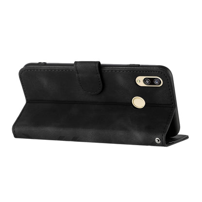 For Huawei Y6 2019 Line Pattern Skin Feel Leather Phone Case(Black) - Huawei Cases by buy2fix | Online Shopping UK | buy2fix