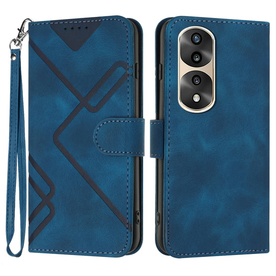 For Honor 70 Pro / 70 Pro+ Line Pattern Skin Feel Leather Phone Case(Royal Blue)