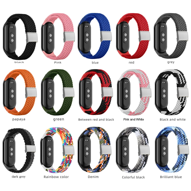 For Xiaomi Mi Band 8 Adjustable Nylon Braided Steel Buckle Watch Band(Rainbow) - Watch Bands by buy2fix | Online Shopping UK | buy2fix
