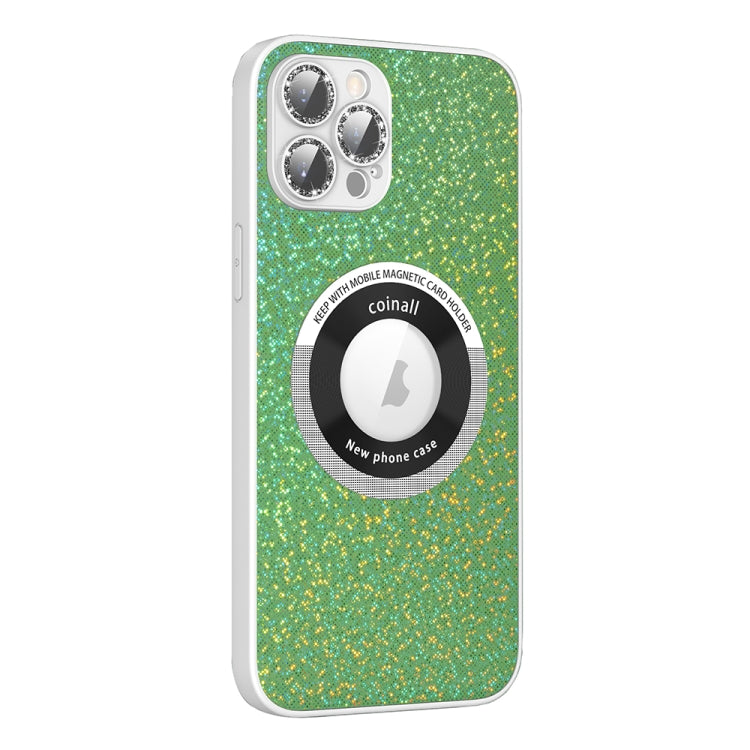 For iPhone 14 Colorful Glitter Magnetic Magsafe TPU + PC Phone Case(Colorful Green) by buy2fix