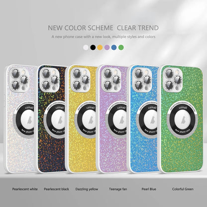 For iPhone 14 Colorful Glitter Magnetic Magsafe TPU + PC Phone Case(Colorful Green) by buy2fix
