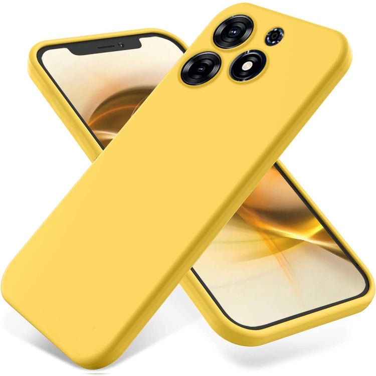 For Tecno Spark 10 Pro 4G Pure Color Liquid Silicone Shockproof Phone Case(Yellow) by buy2fix