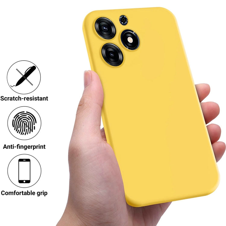 For Tecno Spark 10 Pro 4G Pure Color Liquid Silicone Shockproof Phone Case(Yellow) by buy2fix