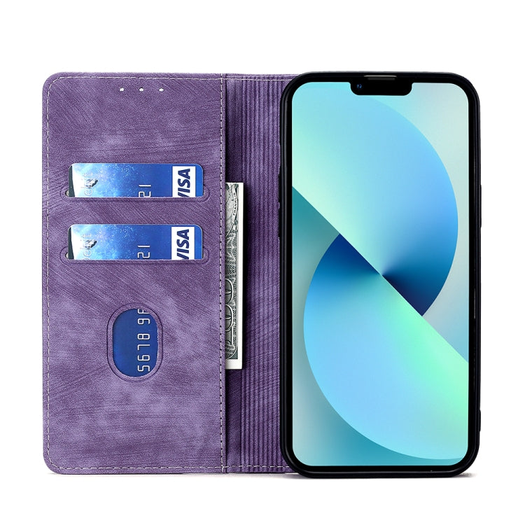 For Xiaomi 13 Ultra 5G RFID Anti-theft Brush Magnetic Leather Phone Case(Purple) - Xiaomi Cases by buy2fix | Online Shopping UK | buy2fix