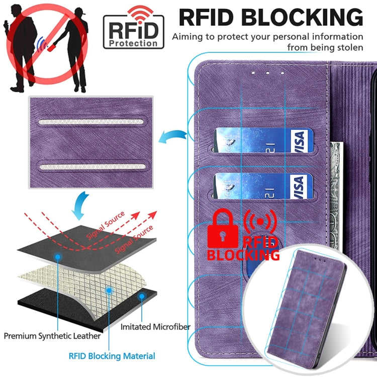For Xiaomi 13 Ultra 5G RFID Anti-theft Brush Magnetic Leather Phone Case(Purple) - Xiaomi Cases by buy2fix | Online Shopping UK | buy2fix