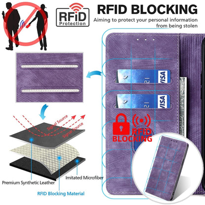 For Xiaomi 13 Ultra 5G RFID Anti-theft Brush Magnetic Leather Phone Case(Purple) - Xiaomi Cases by buy2fix | Online Shopping UK | buy2fix