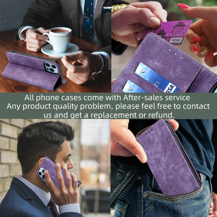 For Xiaomi 13 Ultra 5G RFID Anti-theft Brush Magnetic Leather Phone Case(Purple) - Xiaomi Cases by buy2fix | Online Shopping UK | buy2fix