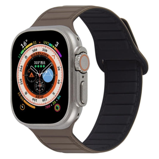 For Apple Watch Ultra 49mm Loop Magnetic Silicone Watch Band(Coffee Black) - Watch Bands by buy2fix | Online Shopping UK | buy2fix