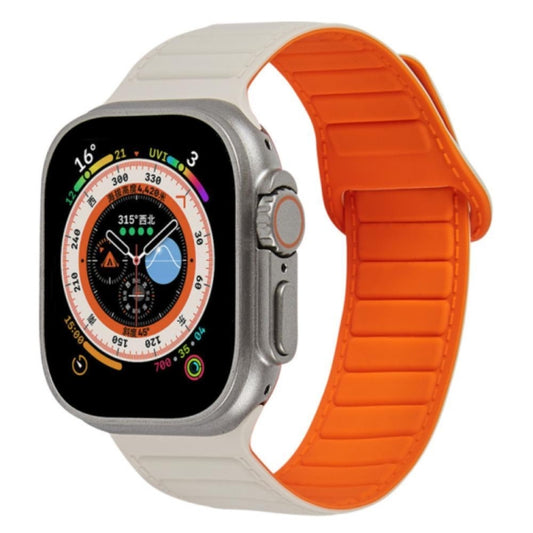 For Apple Watch 8 45mm  Loop Magnetic Silicone Watch Band(Starlight Orange) - Watch Bands by buy2fix | Online Shopping UK | buy2fix