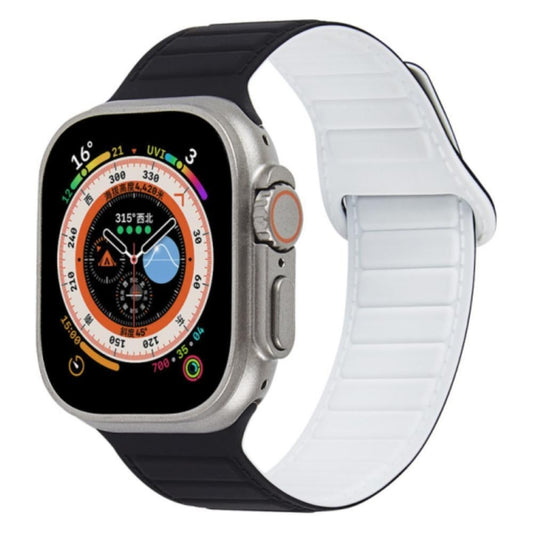 For Apple Watch 3 38mm Loop Magnetic Silicone Watch Band(Black White) - Watch Bands by buy2fix | Online Shopping UK | buy2fix
