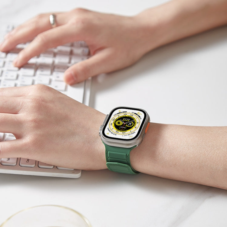 For Apple Watch Ultra 49mm Loop Magnetic Silicone Watch Band(Black Wine Red) by buy2fix