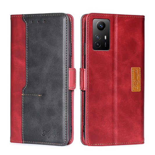 For Xiaomi Redmi Note 12S 4G Contrast Color Side Buckle Leather Phone Case(Red + Black) - Xiaomi Cases by buy2fix | Online Shopping UK | buy2fix
