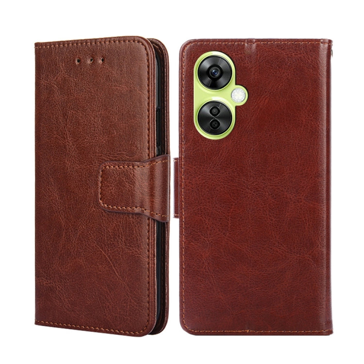 For OnePlus Nord CE 3 Lite 5G Crystal Texture Leather Phone Case(Brown) - OnePlus Cases by buy2fix | Online Shopping UK | buy2fix
