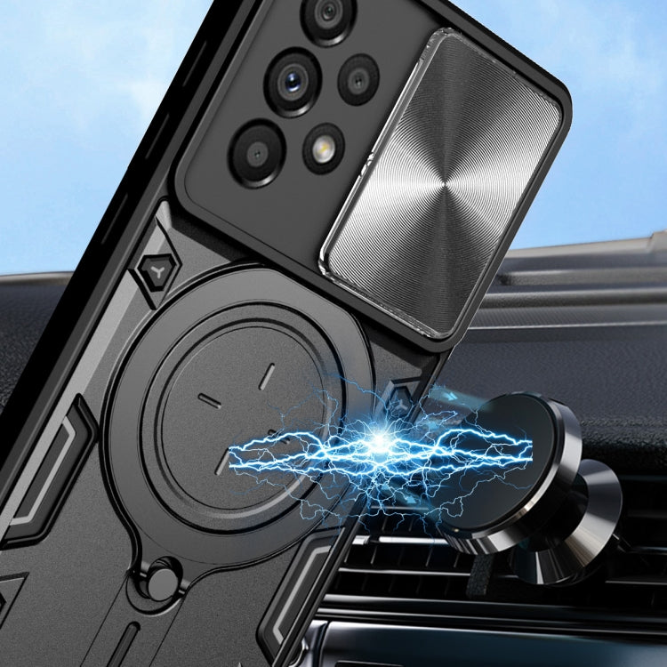 For Samsung Galaxy A73 5G CD Texture Sliding Camshield Magnetic Holder Phone Case(Black) by buy2fix