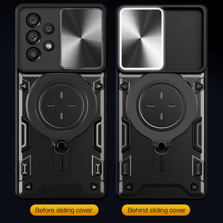 For Samsung Galaxy A73 5G CD Texture Sliding Camshield Magnetic Holder Phone Case(Black) by buy2fix