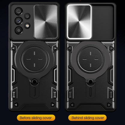 For Samsung Galaxy A73 5G CD Texture Sliding Camshield Magnetic Holder Phone Case(Black) by buy2fix