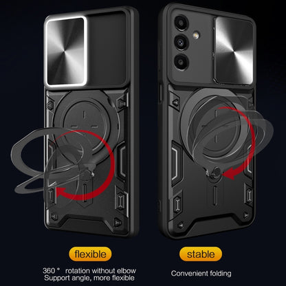 For Samsung Galaxy A24 4G CD Texture Sliding Camshield Magnetic Holder Phone Case(Blue) by buy2fix