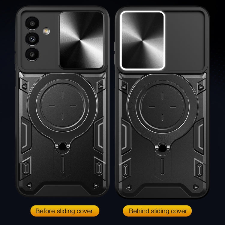 For Samsung Galaxy A24 4G CD Texture Sliding Camshield Magnetic Holder Phone Case(Blue) by buy2fix