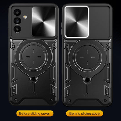 For Samsung Galaxy A24 4G CD Texture Sliding Camshield Magnetic Holder Phone Case(Blue) by buy2fix