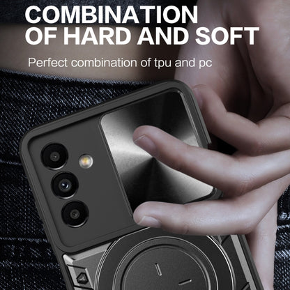 For Samsung Galaxy A24 4G CD Texture Sliding Camshield Magnetic Holder Phone Case(Blue) by buy2fix