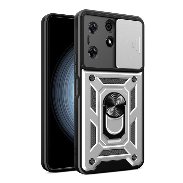 For Tecno Spark 10 Pro Sliding Camera Cover Design TPU+PC Phone Case(Silver) by buy2fix