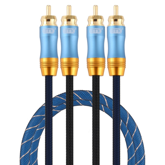 EMK 2 x RCA Male to 2 x RCA Male Gold Plated Connector Nylon Braid Coaxial Audio Cable for TV / Amplifier / Home Theater / DVD, Cable Length:1m(Dark Blue) - Audio Optical Cables by EMK | Online Shopping UK | buy2fix