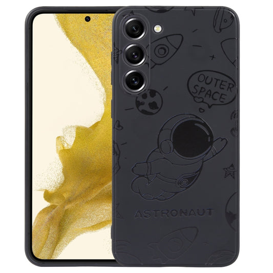 For Samsung Galaxy S21 Ultra 5G Astronaut Pattern Silicone Straight Edge Phone Case(Flying Astronaut-Black) - Galaxy S21 Ultra 5G Cases by buy2fix | Online Shopping UK | buy2fix