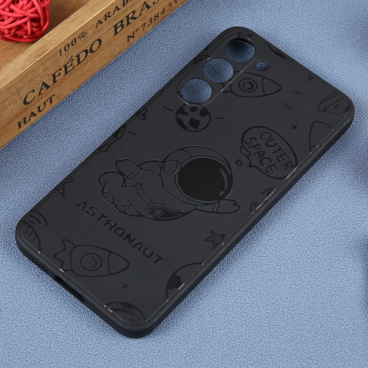For Samsung Galaxy S21 Ultra 5G Astronaut Pattern Silicone Straight Edge Phone Case(Flying Astronaut-Black) - Galaxy S21 Ultra 5G Cases by buy2fix | Online Shopping UK | buy2fix