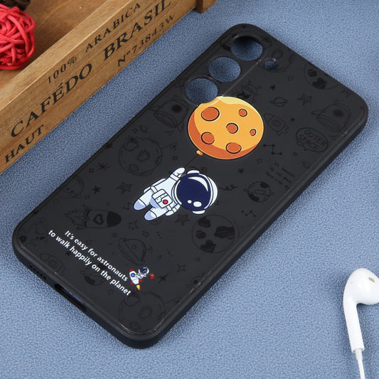 For Samsung Galaxy S21 Ultra 5G Astronaut Pattern Silicone Straight Edge Phone Case(Planet Landing-Black) - Galaxy S21 Ultra 5G Cases by buy2fix | Online Shopping UK | buy2fix