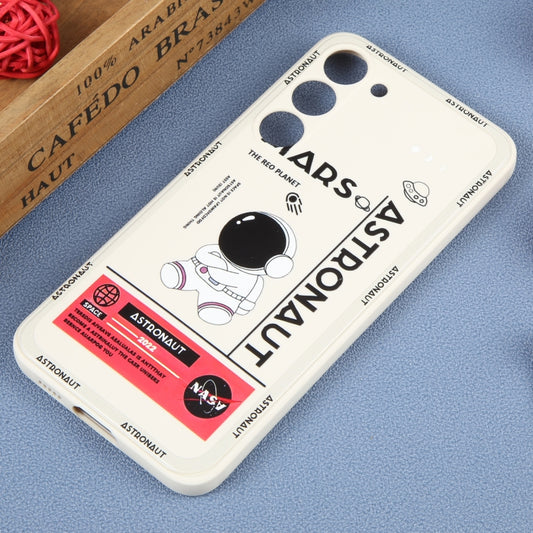For Samsung Galaxy S21 Ultra 5G Astronaut Pattern Silicone Straight Edge Phone Case(Mars Astronaut-White) - Galaxy S21 Ultra 5G Cases by buy2fix | Online Shopping UK | buy2fix