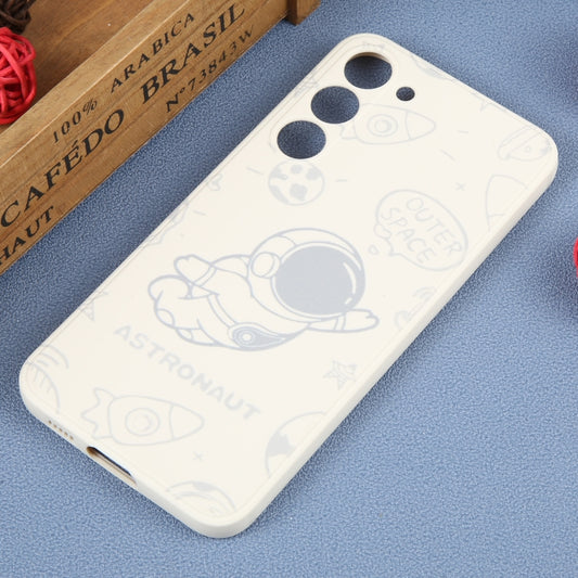 For Samsung Galaxy S21 Ultra 5G Astronaut Pattern Silicone Straight Edge Phone Case(Flying Astronaut-White) - Galaxy S21 Ultra 5G Cases by buy2fix | Online Shopping UK | buy2fix